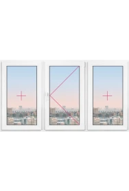 Трехстворчатое окно Rehau Thermo 1960x1960 - фото - 1